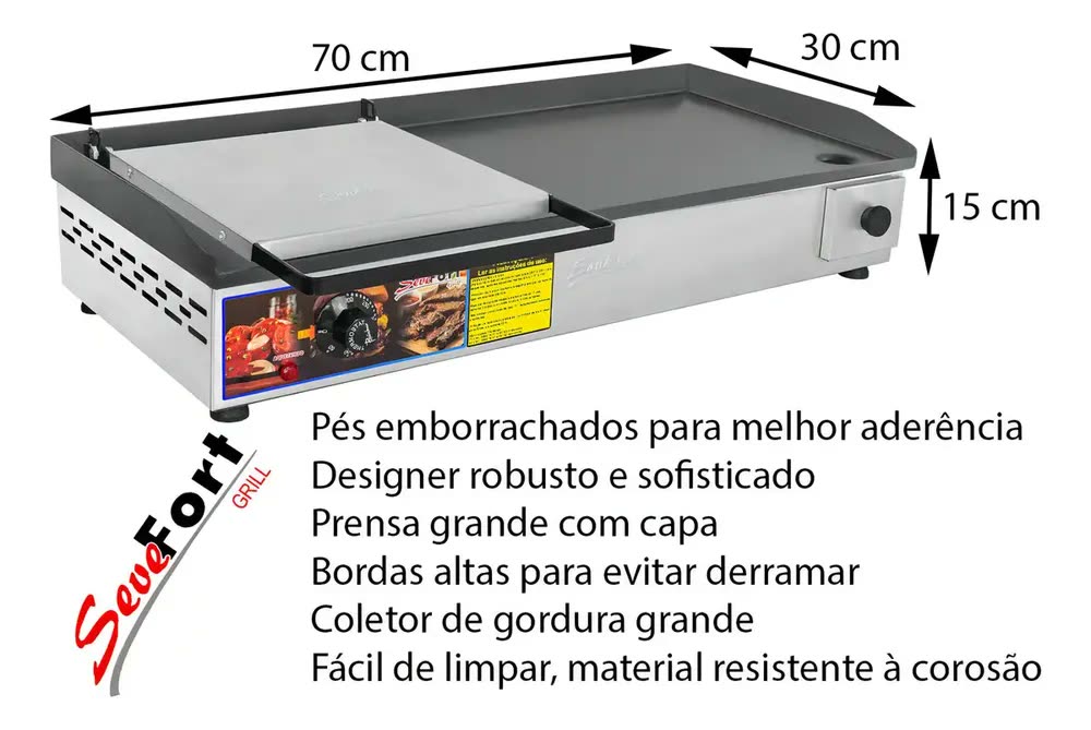 Sanduicheira Elétrica Pratic Metal Inox 70x30cm Profissional