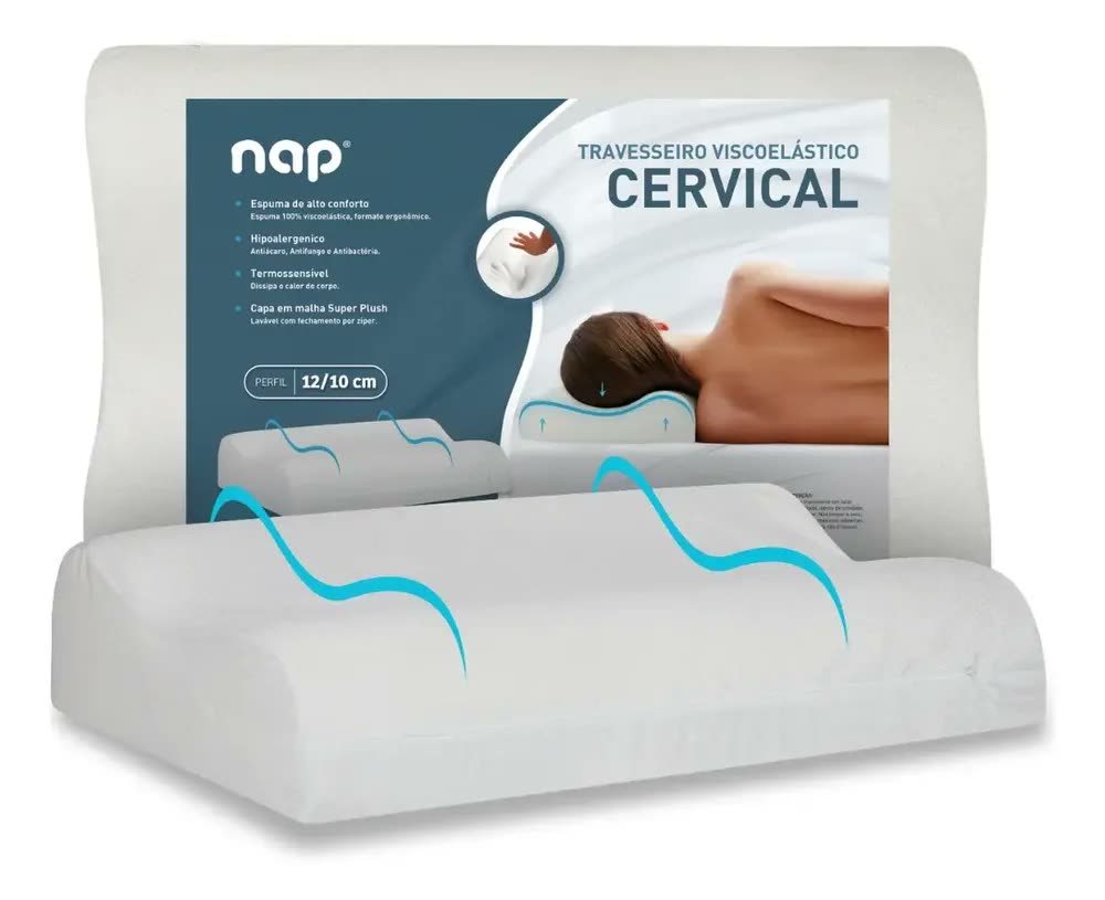 Travesseiro Comfort Cervical Nap Plush Anatomico Ergonomico Cor Branco