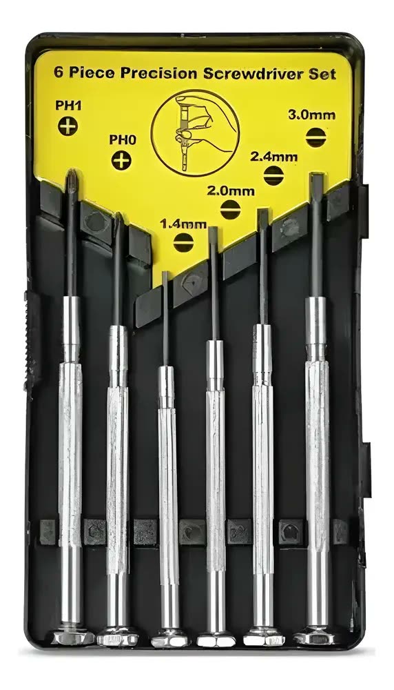 Kit Chave De Precisão FBG Fenda Phillips 6 Peças Aço Cromado/Preto