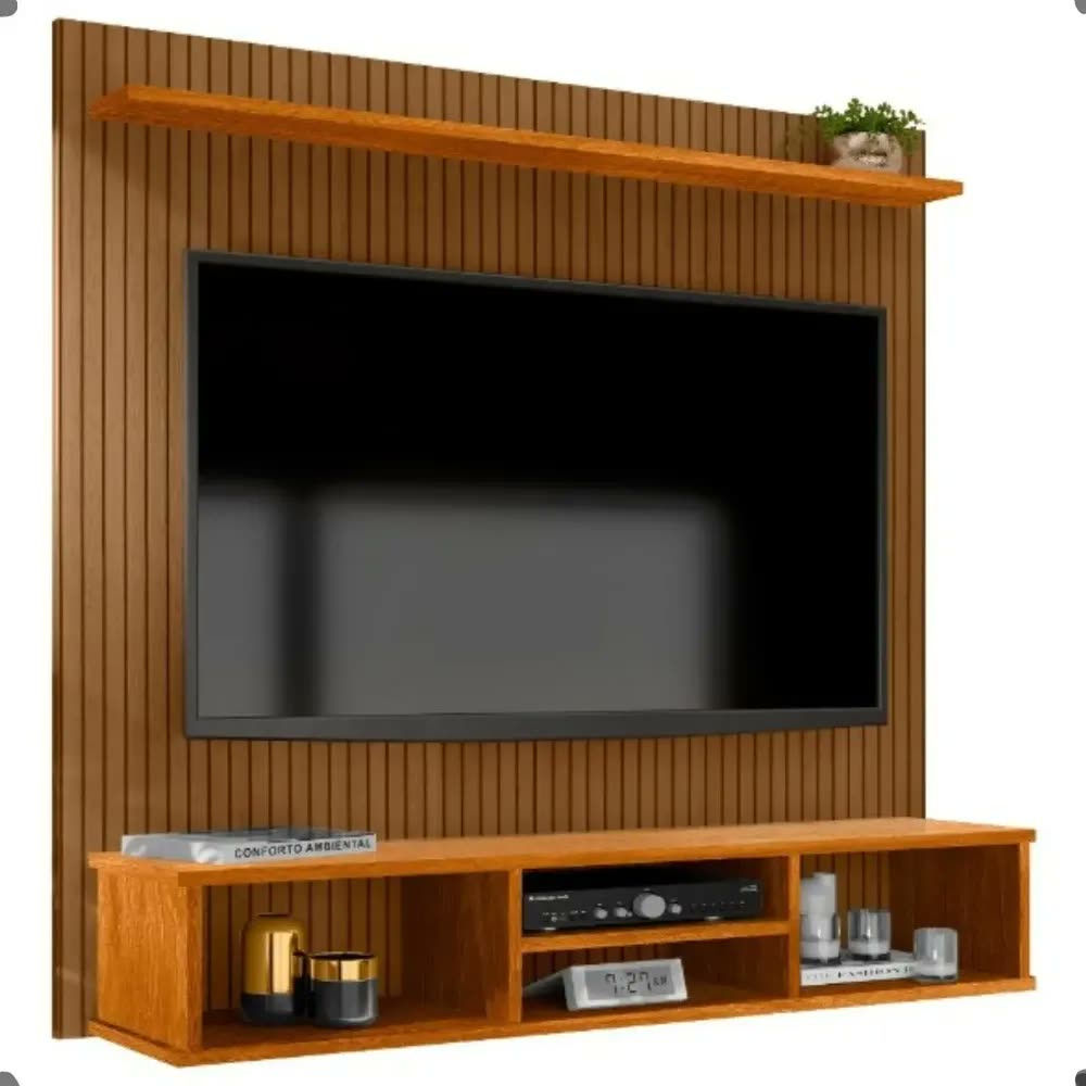Painel Ripado Everest Para Tv Até 50 Polegadas 120cm Cor Canela