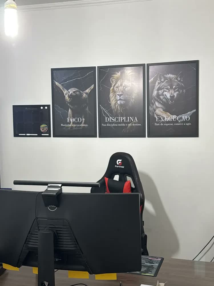 foto de Quadros Decorativos Disciplina Foco Execução Animais Sucesso Motivaçao Marmore, Sala Quarto Escritório, Moldura Preta, Etacart, Grande