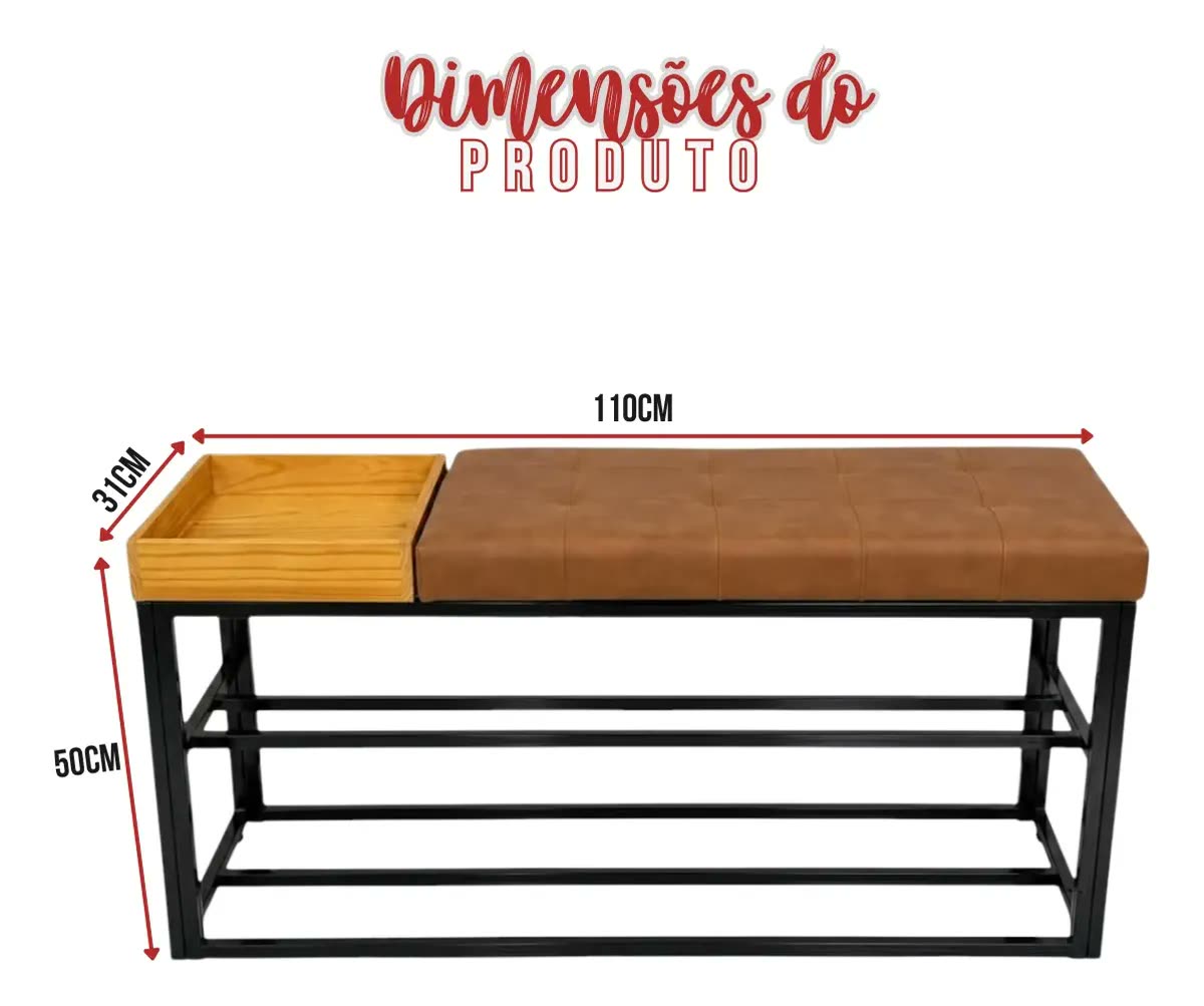 foto de Sapateira Banco Banquinho Estofado P/ Casa 110 Cm Aparador