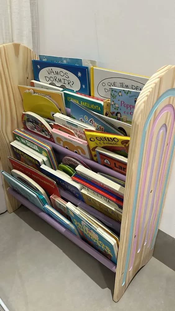 foto de Porta Livro Infantil Montessori Madeira Rack Estante