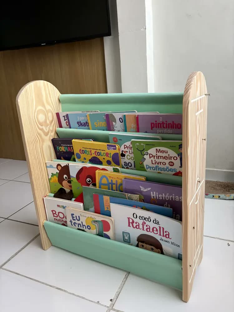 foto de Porta Livro Infantil Montessori Madeira Rack Estante