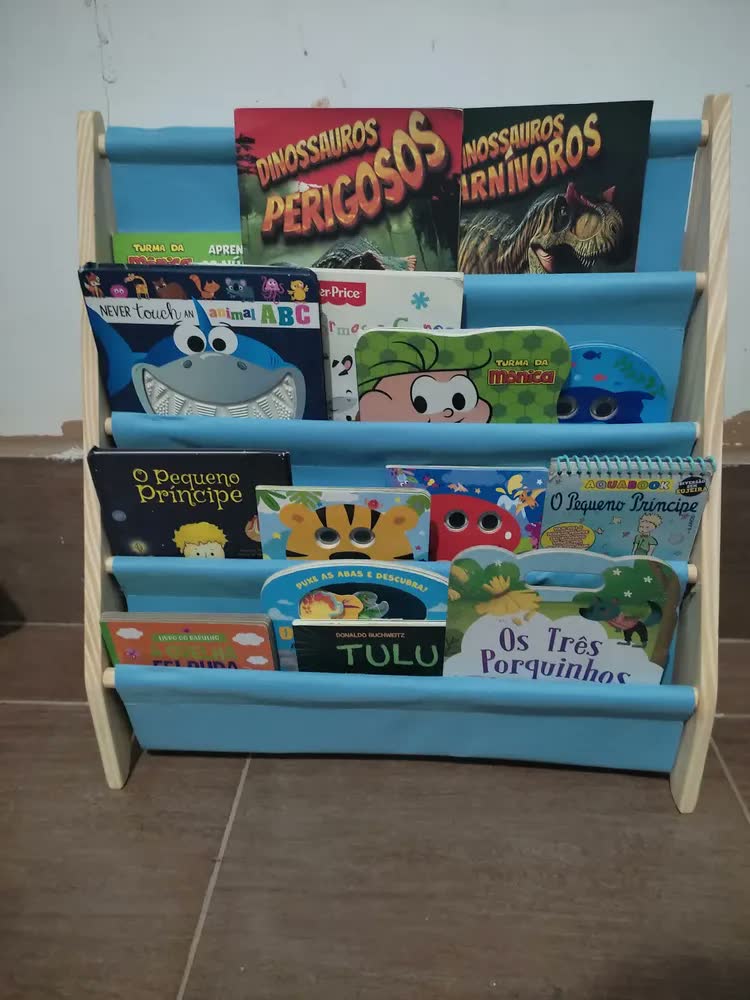 foto de Estante Livros Móveis 4 Prateleiras Madeira Organizador