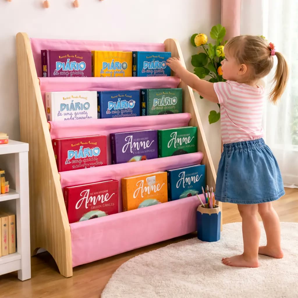Estante Livros Móveis 4 Prateleiras Madeira Organizador