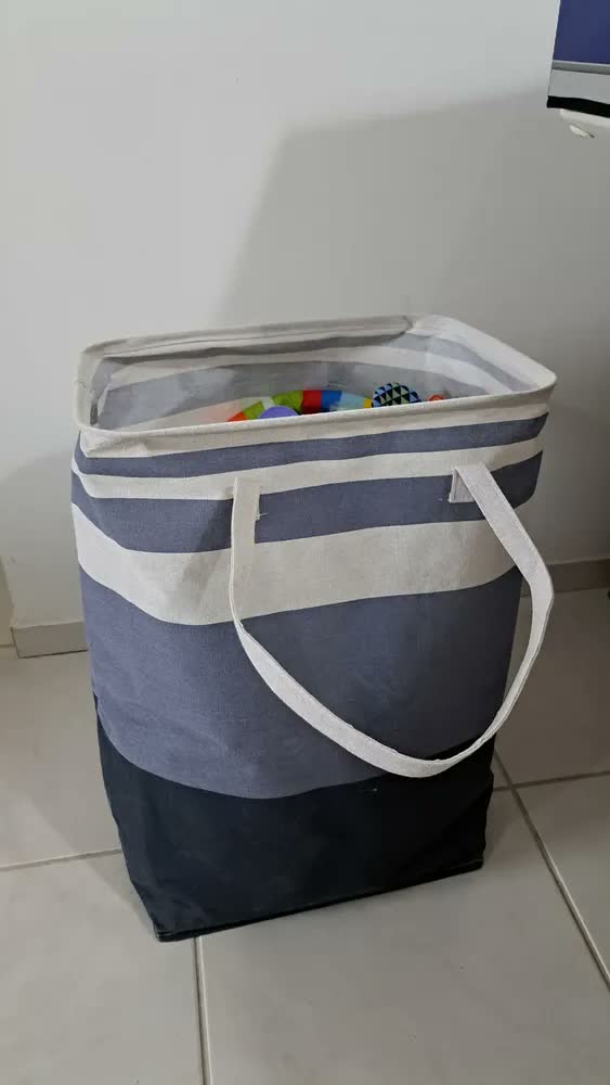 foto de Cesto Roupa Suja Organizador Dobrável Lavável C Alça Grande