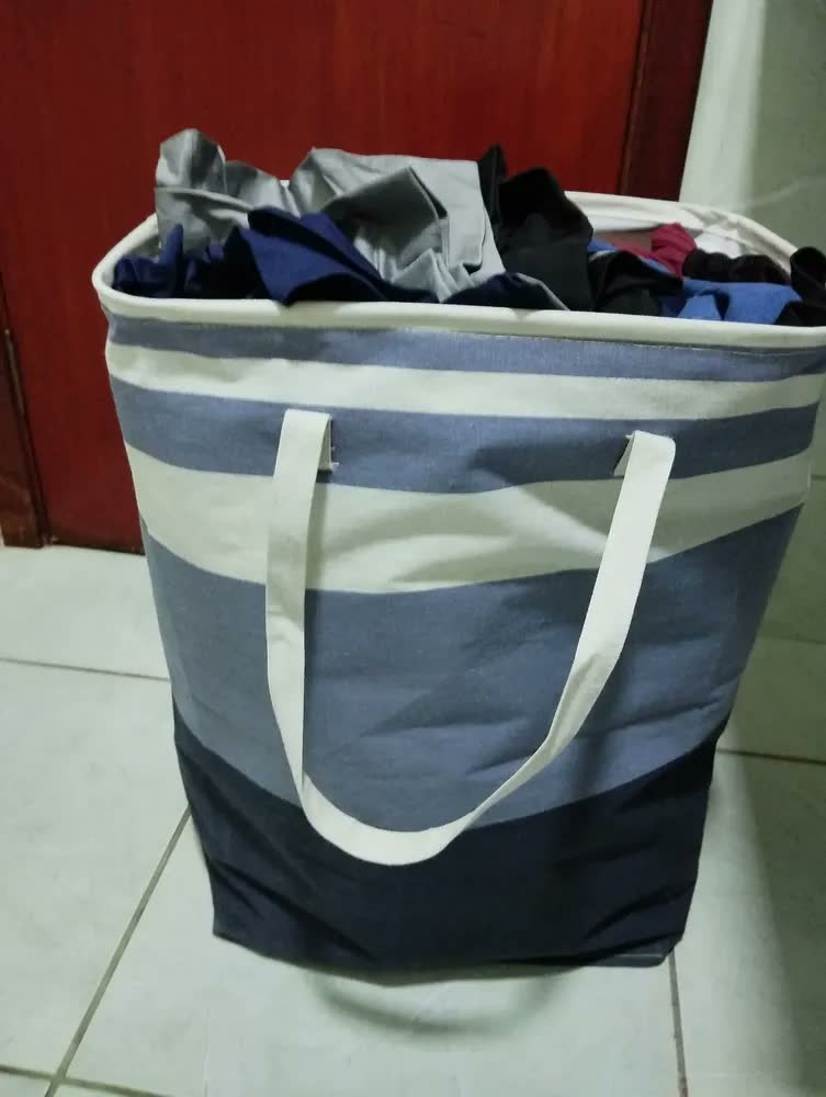 foto de Cesto Roupa Suja Organizador Dobrável Lavável C Alça Grande