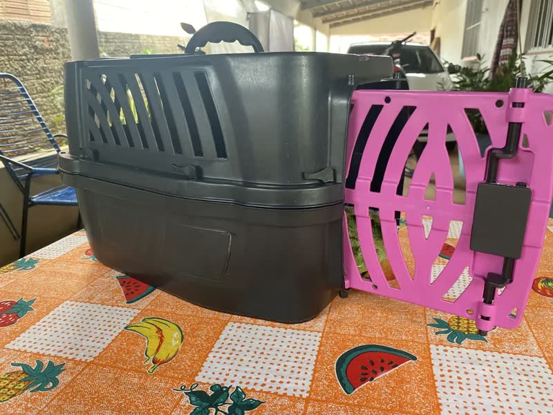foto de Caixa de Transporte para Cachorro e Gato Patas Fiéis Nº2 10kg + Escova Rosa