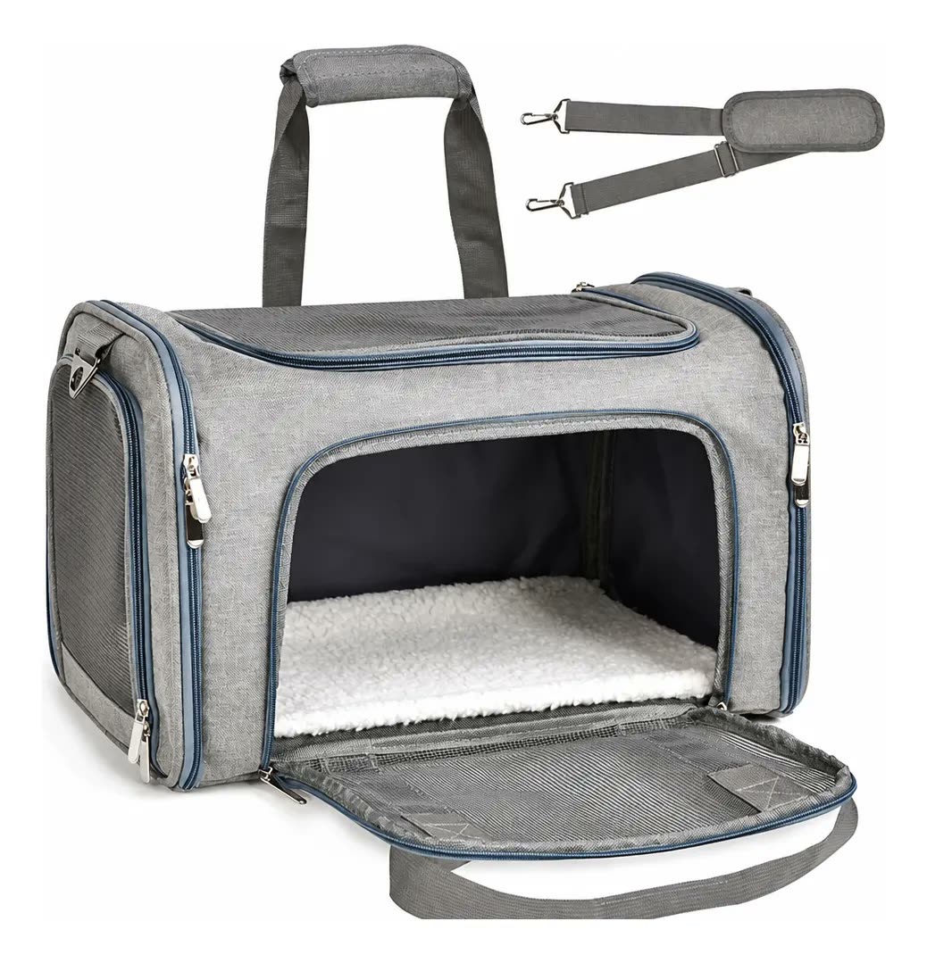foto de Bolsa Transporte Pet Gato Cães Caixa Avião 51x34x34 Luxo