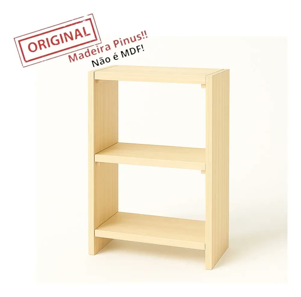 Mesa de Cabeceira Retro Madeira Pinus Nicho Quarto Natural ACB Torneados