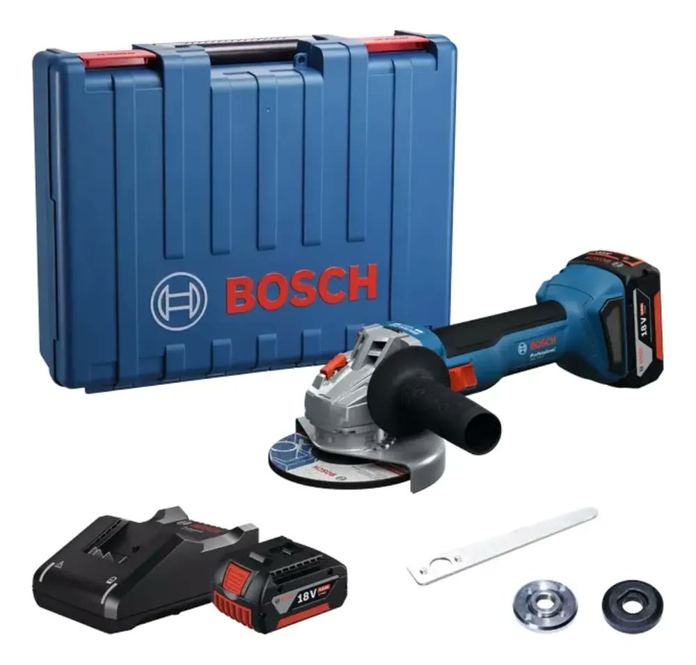 Esmerilhadeira 5 Pol 800w Gws 18v 8 Com 2 Baterias 4ah, 1 Carregador Gal 18v 40 E Maleta Bosch