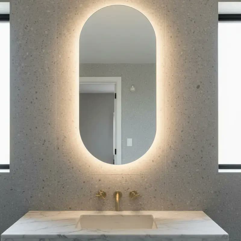 Espelho Oval 76cm Led Para Banheiro Iluminação Sofisticada