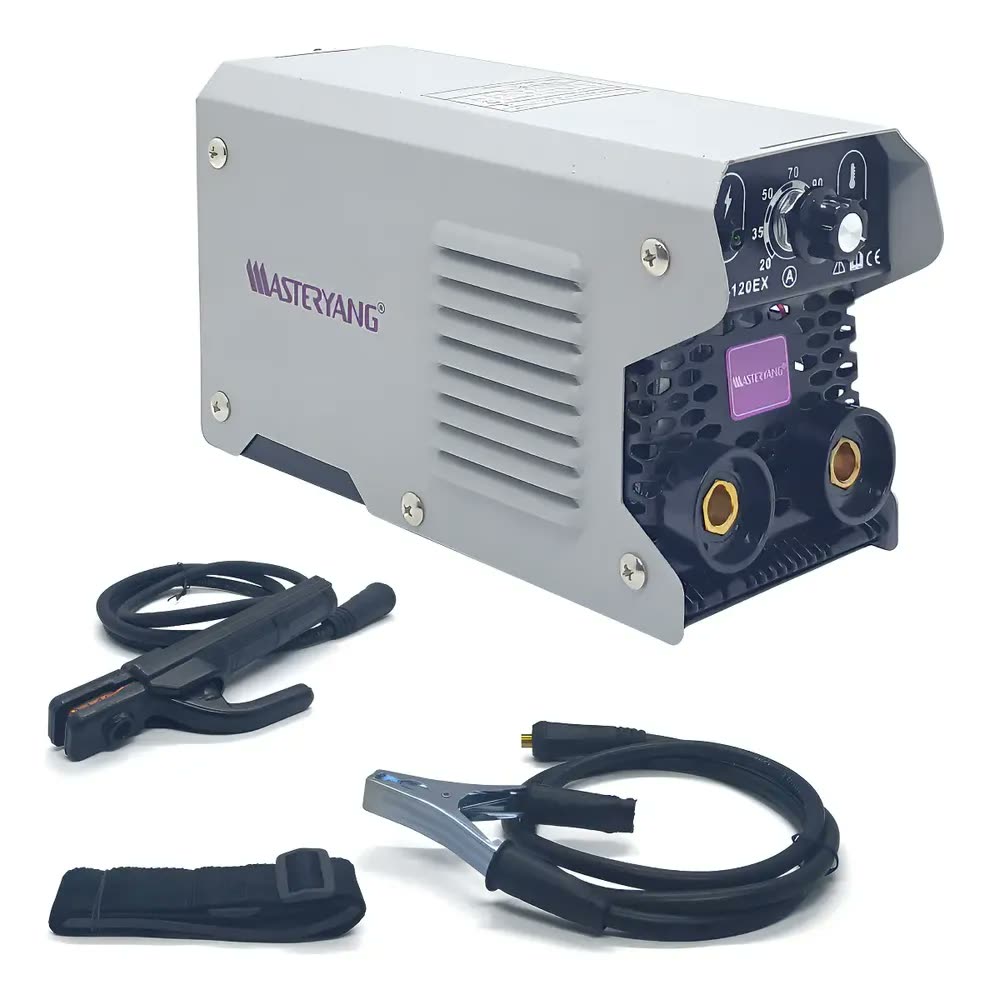 Máquina Inversora de Solda Portátil Mini 120A MMA Eletrodo Revestido Sem Gás 50/60Hz + Acessórios