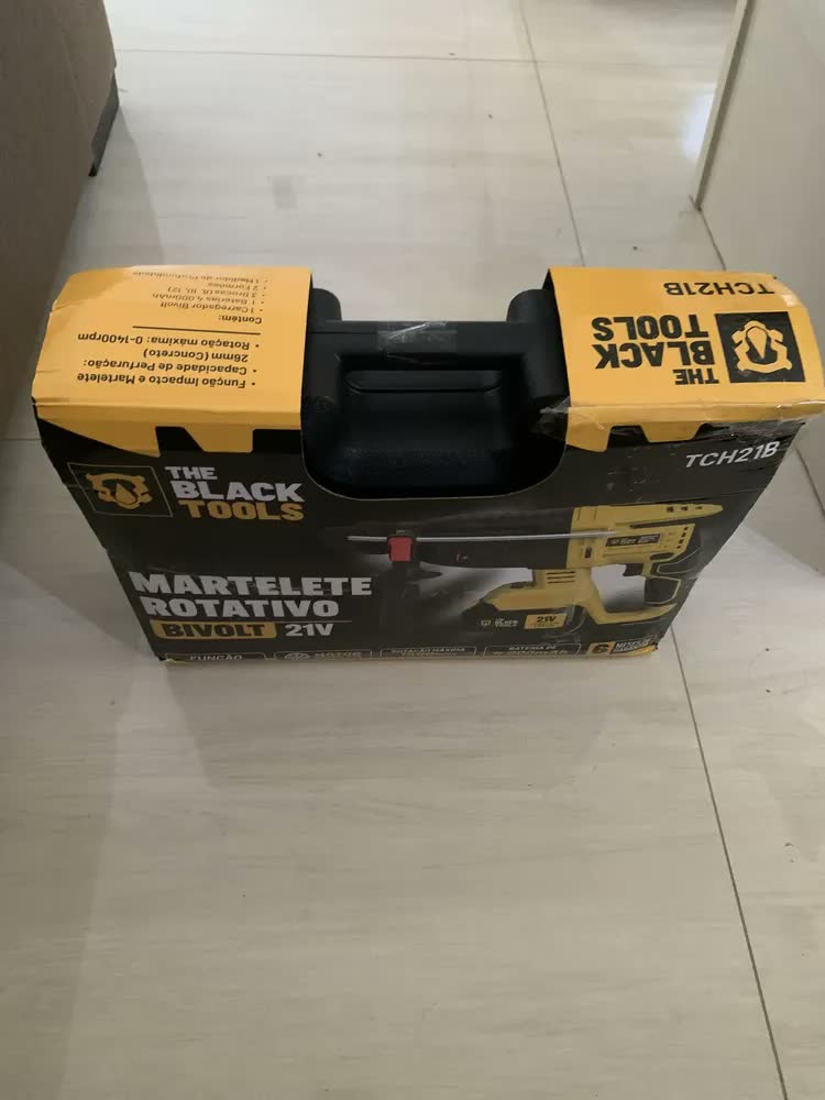 foto de Martelete Rotativo Perfurador 2 Baterias C/ Impacto Sds 21v Amarelo 50/60hz The Black Tools