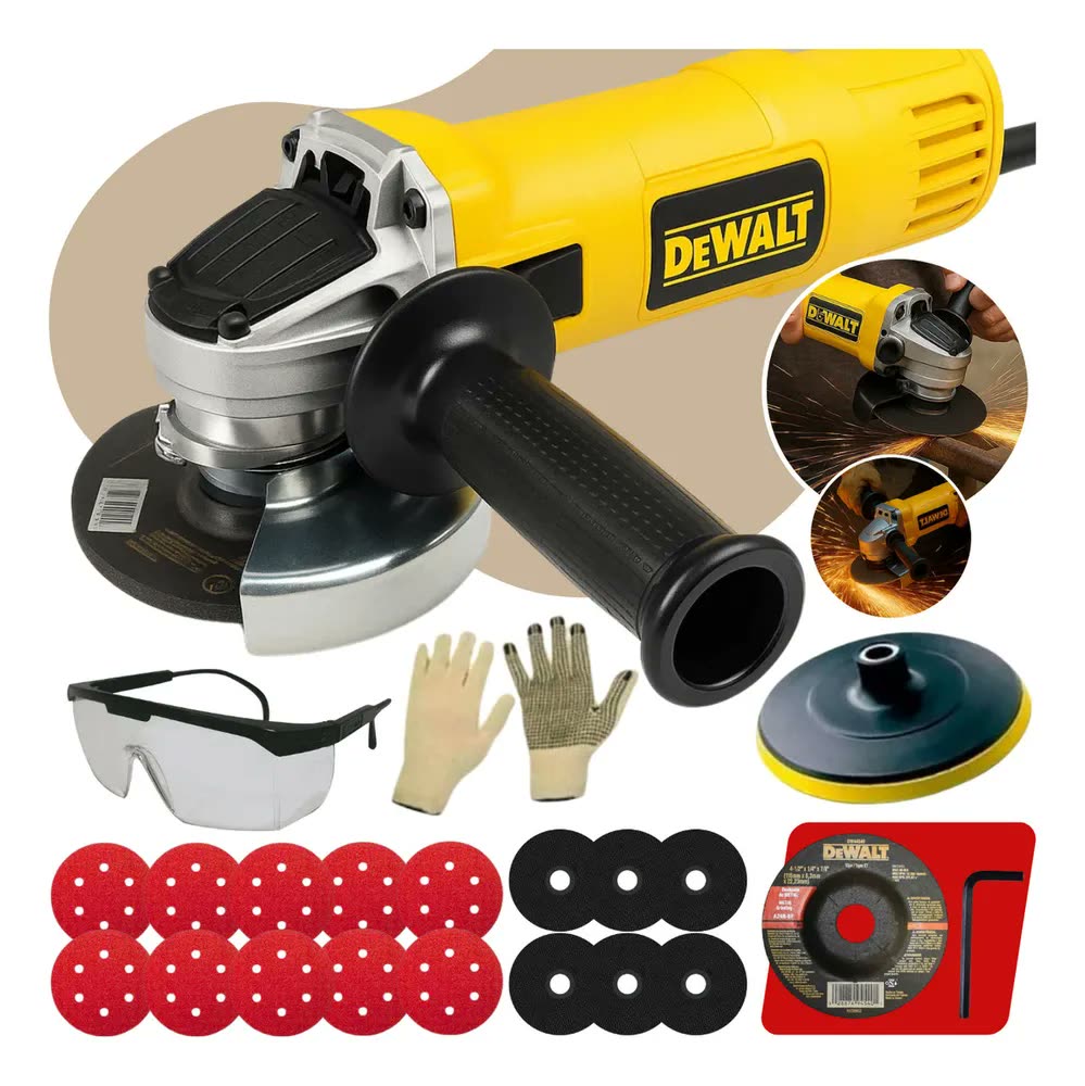 foto de Kit Esmerilhadeira Lixadeira Angular Dewalt Disco Inox 800w Cor Amarelo Frequência 50 Hz/60 Hz