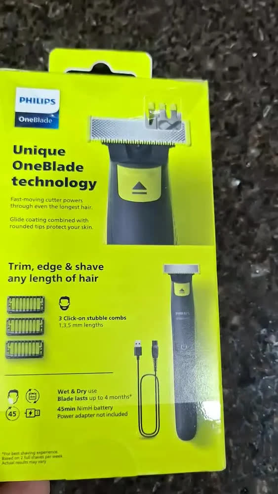 foto de Aparador Barbeador Oneblade Uso Seco Molhado Sem Fio Bivolt Preto/verde