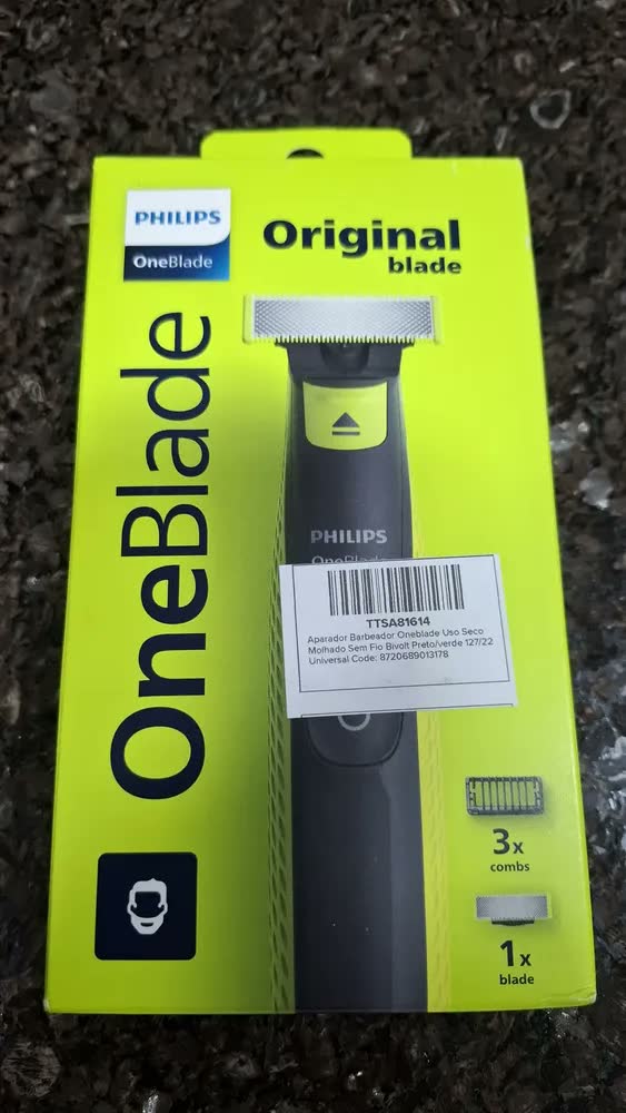 foto de Aparador Barbeador Oneblade Uso Seco Molhado Sem Fio Bivolt Preto/verde