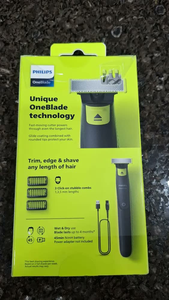 foto de Aparador Barbeador Oneblade Uso Seco Molhado Sem Fio Bivolt Preto/verde