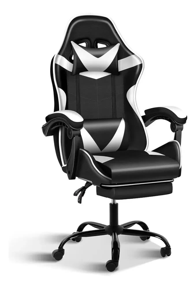 Cadeira De Escritório Gamer Estofado Ergonômica Branco Couro Sintético