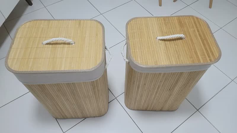 foto de Vittak Cesto De Roupa Bambu 72 Litros Dobrável Retangular Com Tampa E Forro