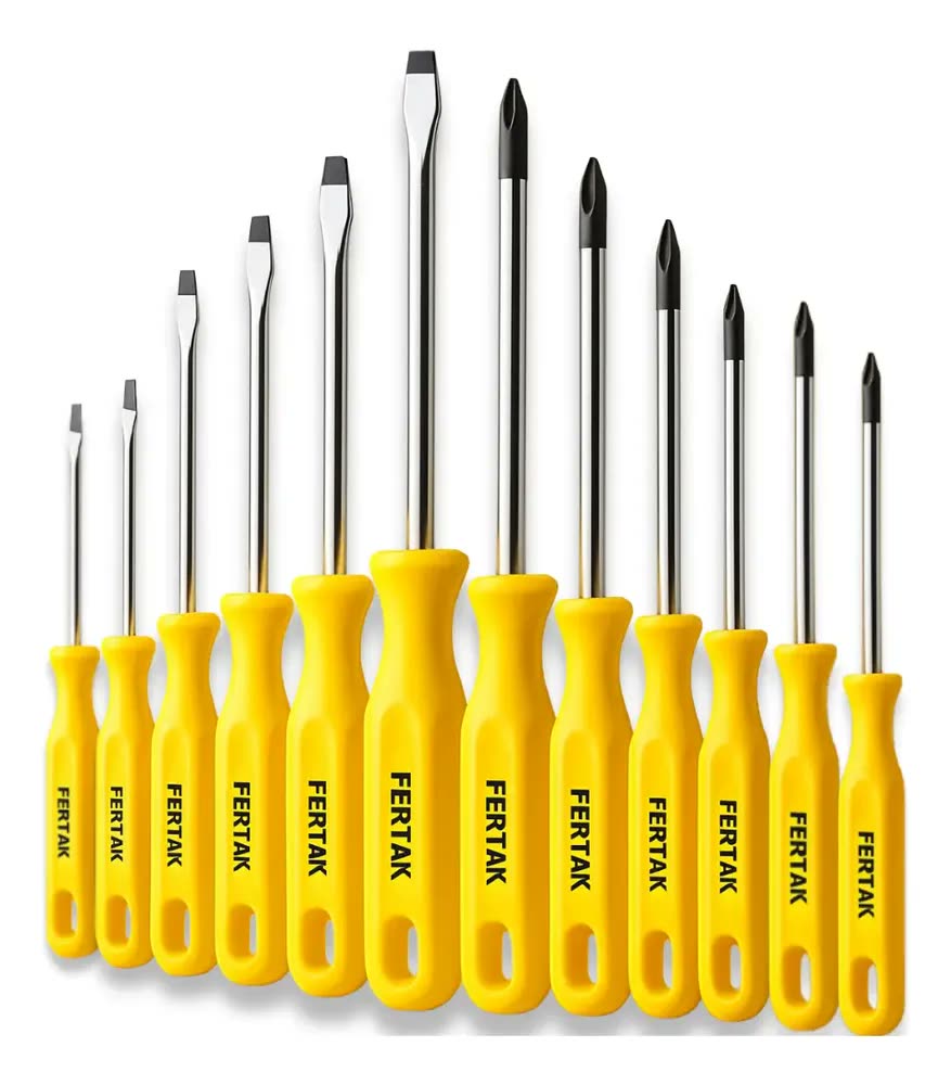Kit Jogo 12 Chaves De Fenda Phillips Profissional Imantado