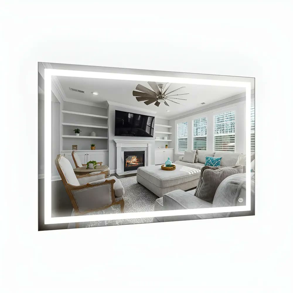 Espelho Led 3 Cores 120x80cm Decorativo Corpo Inteiro Moldura Jateado Led 3 Cores