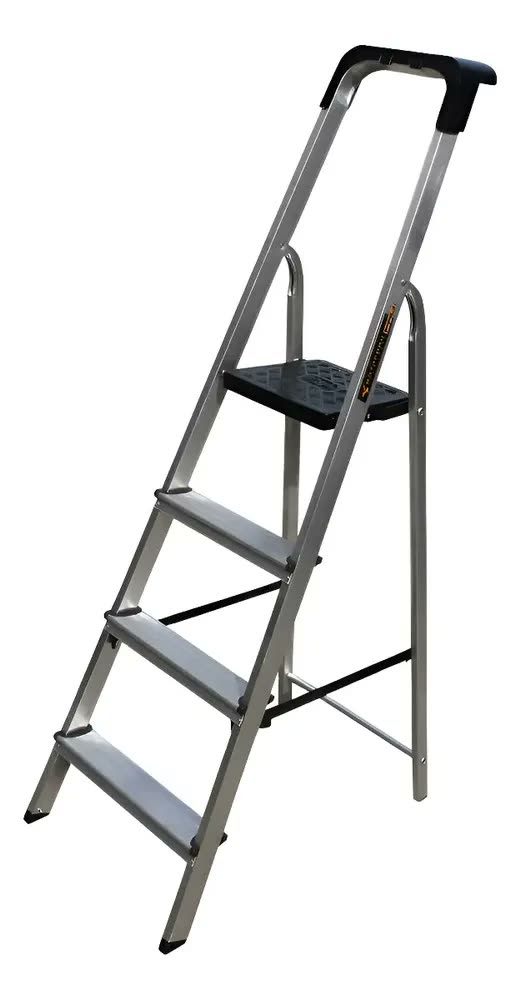 Escada Doméstica Alumínio 4 Degraus Botafogo ESC0024 Dobrável 150kg