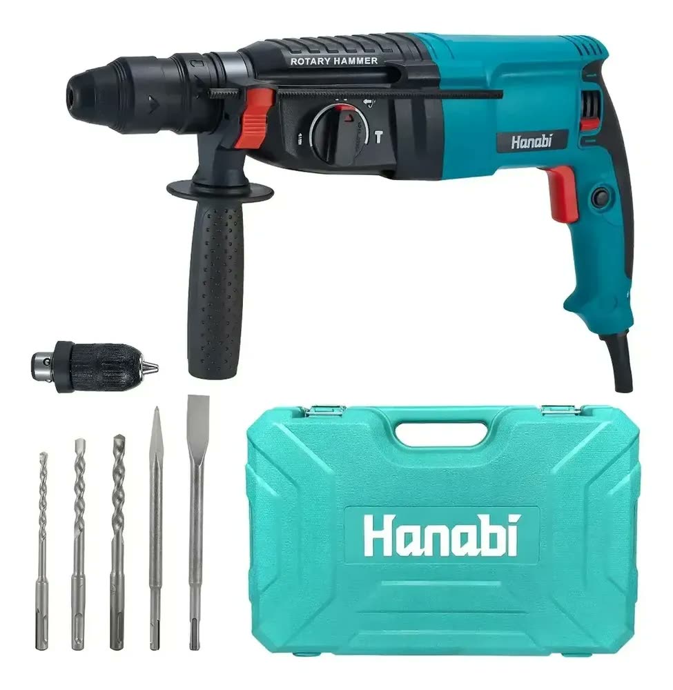 foto de Martelete Perfurador Rompedor Hanabi Profissional 26mm 1300w Sds Cor Azul-petróleo Frequência 60Hz