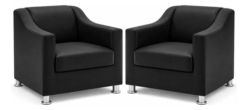 Kit 2 Poltronas Killa Para Recepção Consultório Barbearia