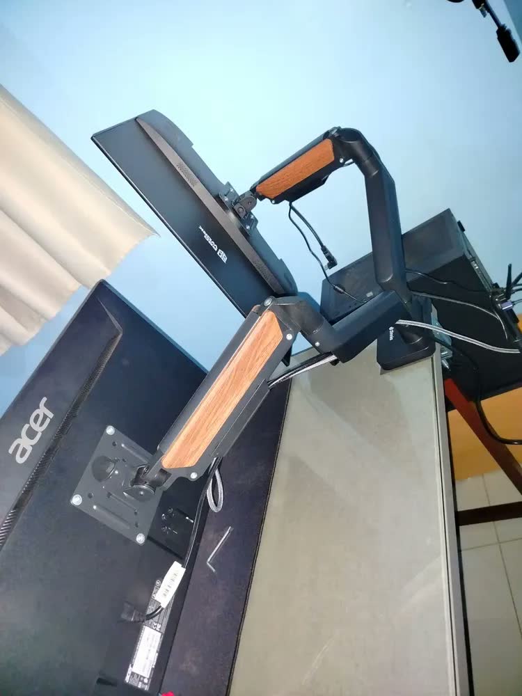 foto de Suporte Articulado para Monitor Zinnia Rust 200 Preto, com Pistão a Gás, para Telas de 17