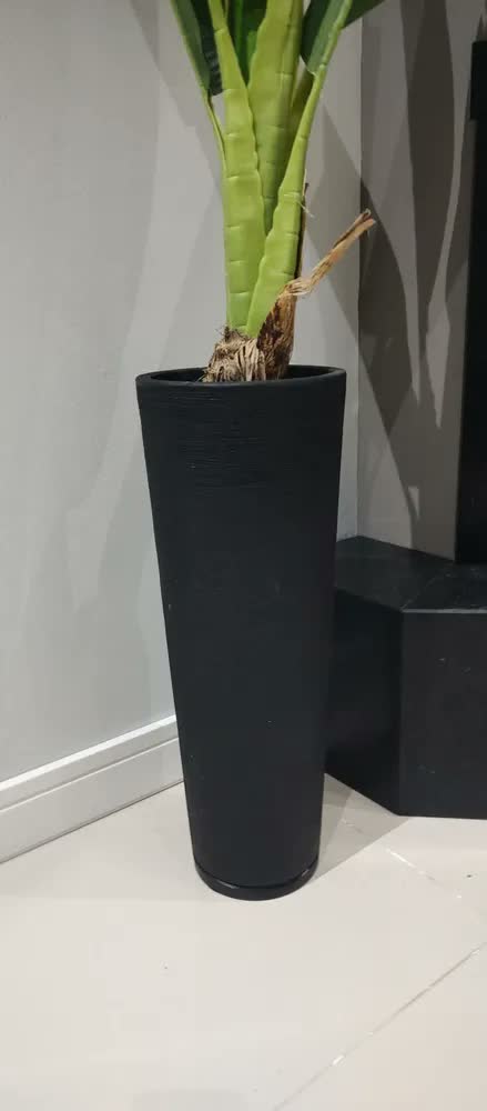 foto de Vaso Alto Para Plantas Texturizado Decoração Moderna Casa