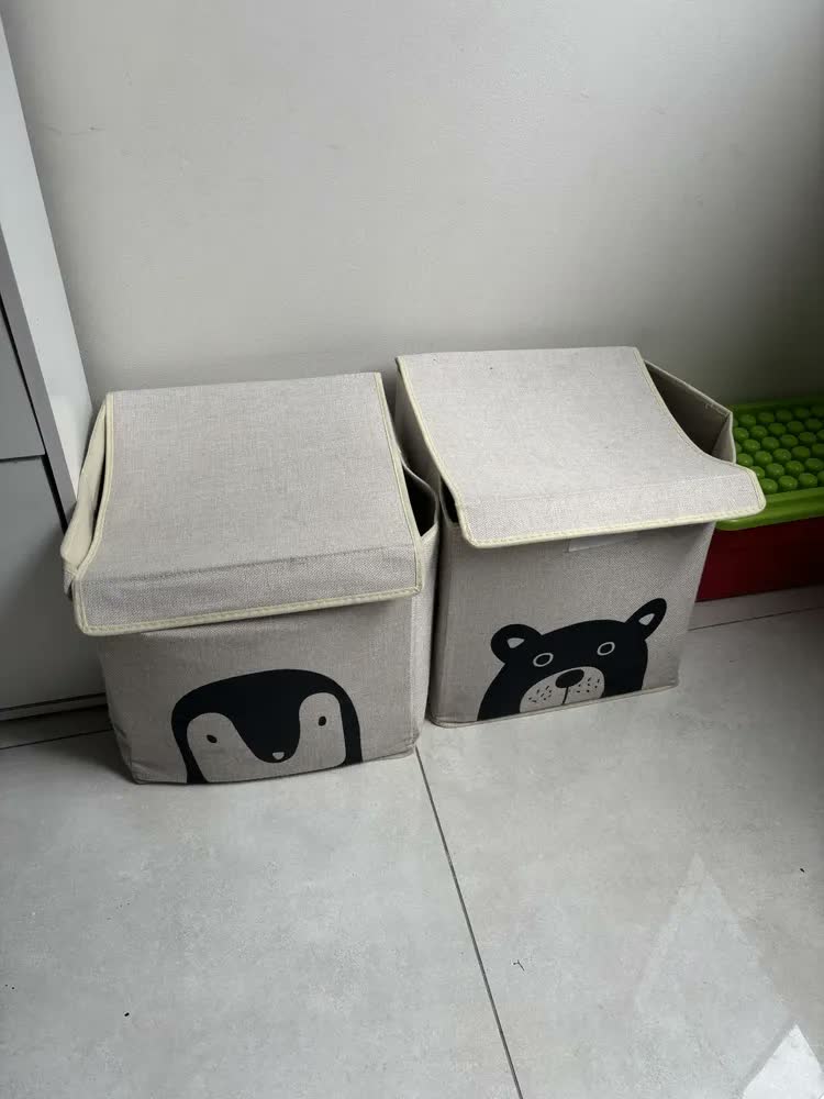 foto de Caixa Organizadora Infantil Brinquedos Cesto Tampa Baú Oky's Cachorro
