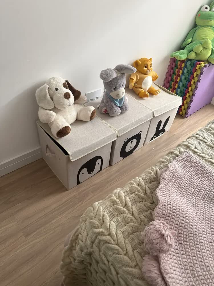 foto de Caixa Organizadora Infantil Brinquedos Cesto Tampa Baú Oky's Cachorro