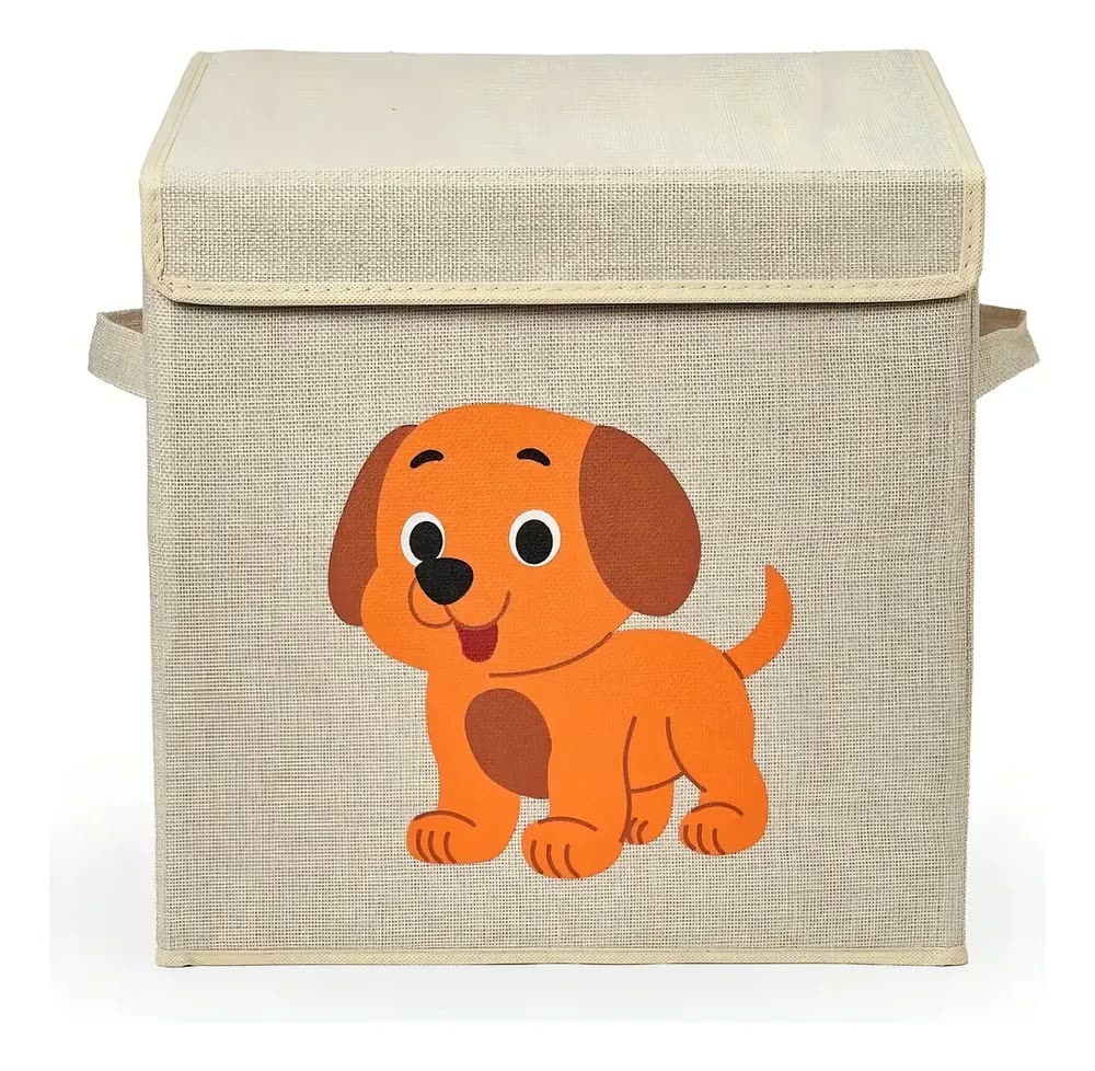 Caixa Organizadora Infantil Brinquedos Cesto Tampa Baú Oky's Cachorro