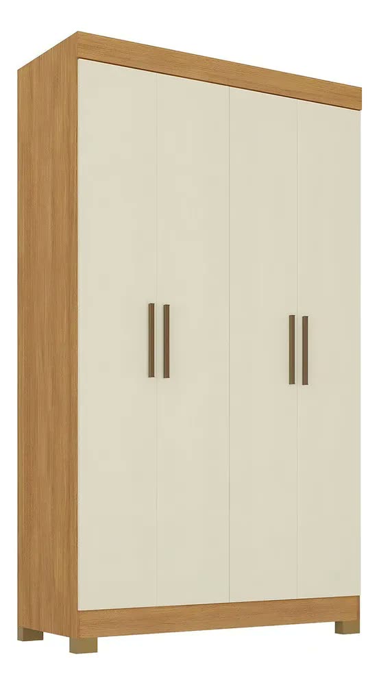 Guarda-Roupa 4 Portas MDP Paris Cinamono e Off White 205x119x47 cm