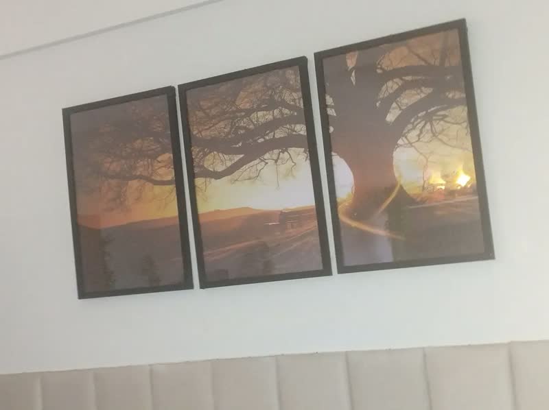 foto de Quadros Decorativo Arvore Por Do Sol Paisagem Moldura Vidro