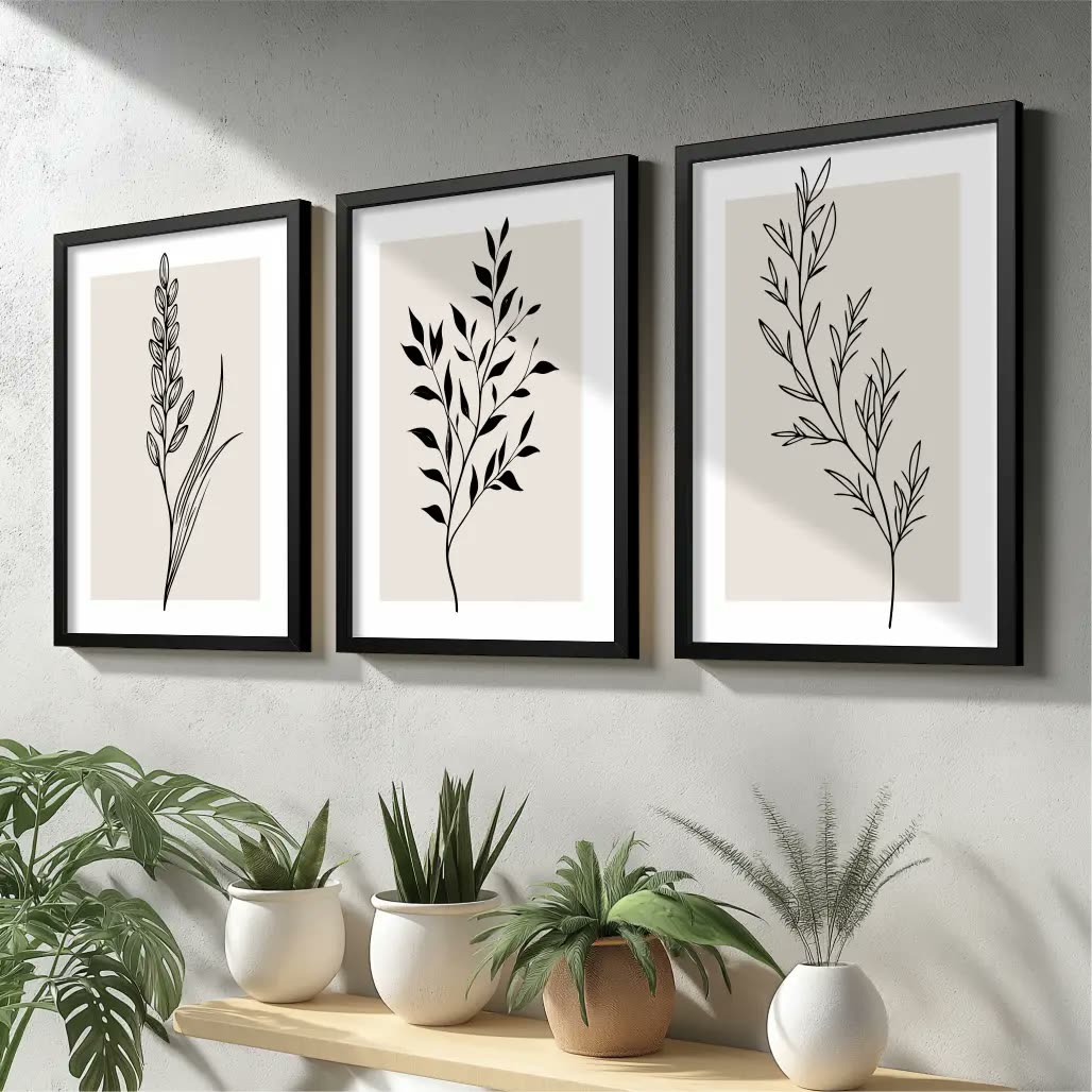 Quadros Decorativos Quarto Sala Cozinha Minimalista Moldura