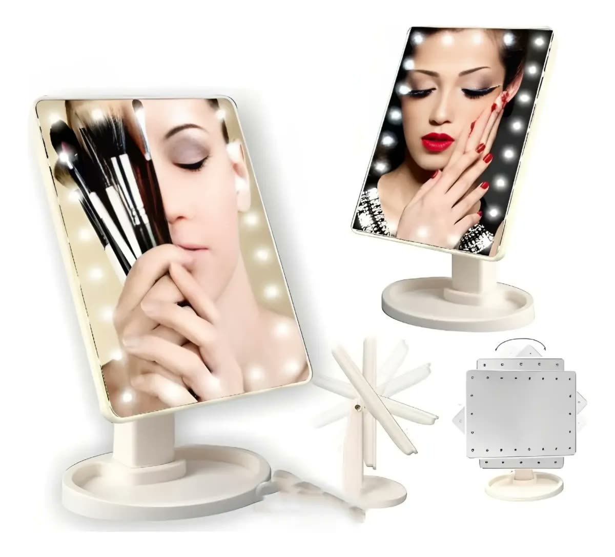 foto de Espelho Mesa Tipo Camarim Luz Led Usb/pilha P Maquiagem