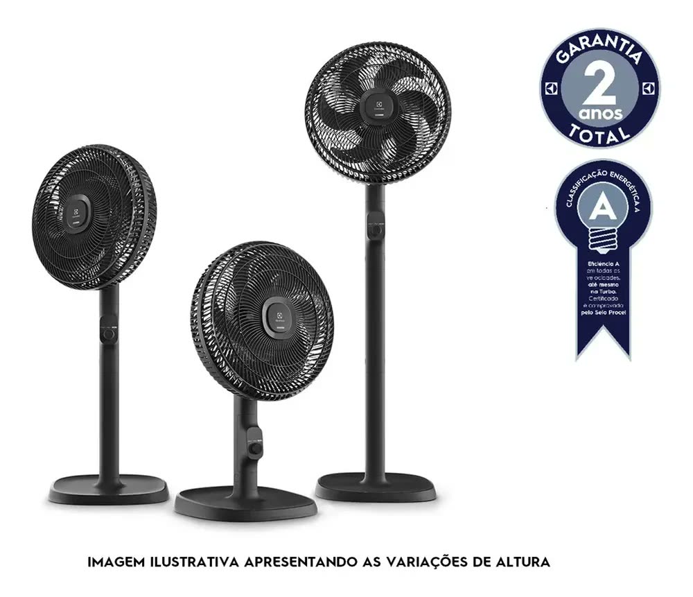 foto de Ventilador Coluna Torre ou Mesa 40cm 6 Pás Electrolux silencioso 3 velocidades com inclinação Duoforce Air+ EFS40 Preto