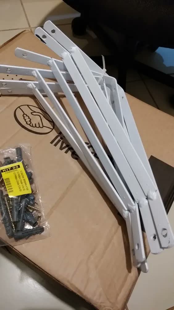 foto de Mão Francesa Reforçada 30cm - Kit Com 6 Suportes + Parafusos - Cor Preta -Cantoneira Industrial - Suporte L para Prateleira de Madeira
