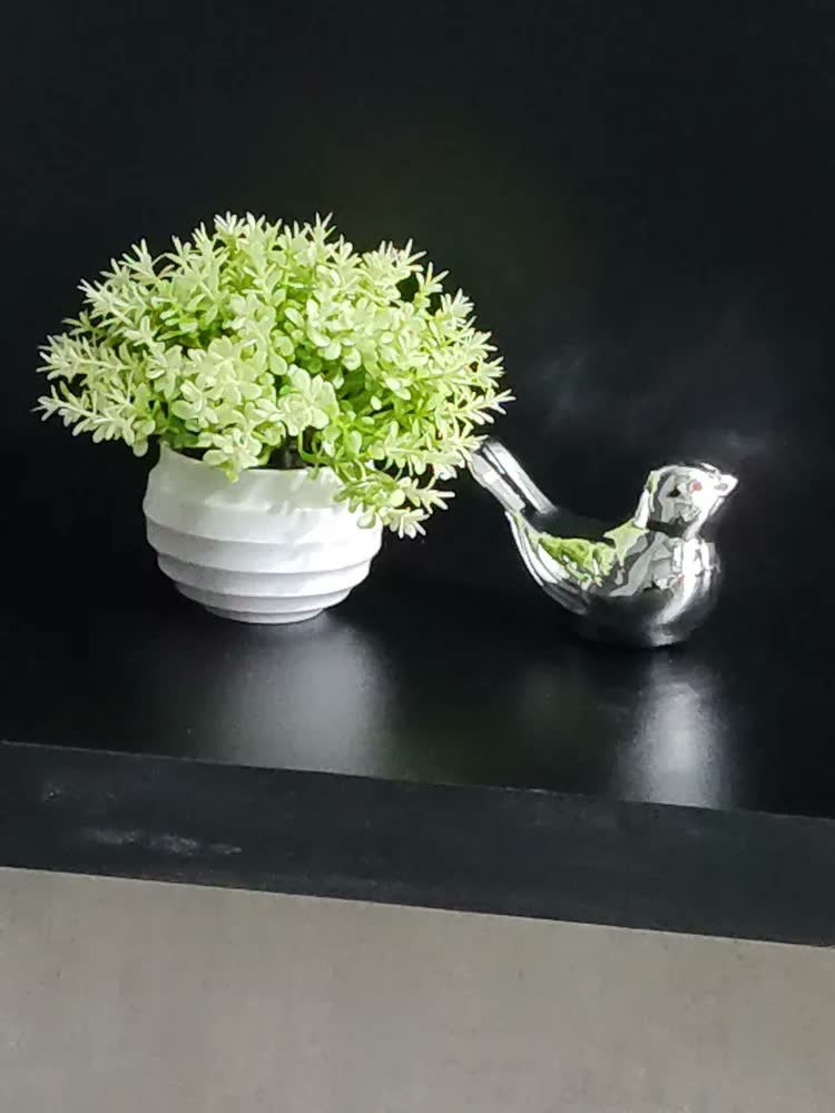 foto de Kit Decorativo Passarinho Porcelana E Vasinho Planta