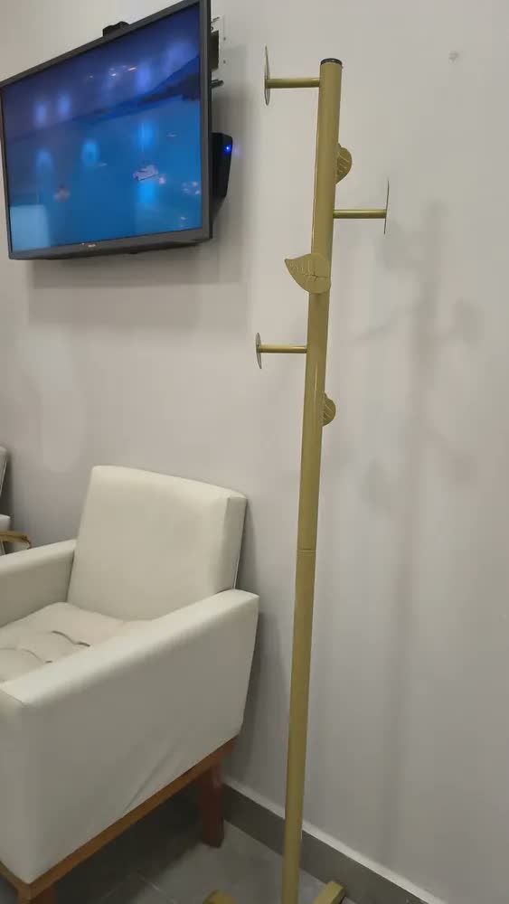 foto de Cabideiro Leaf Chão Mancebo P Casaco Bolsa Chapeu 6 Ganchos Cor Dourado