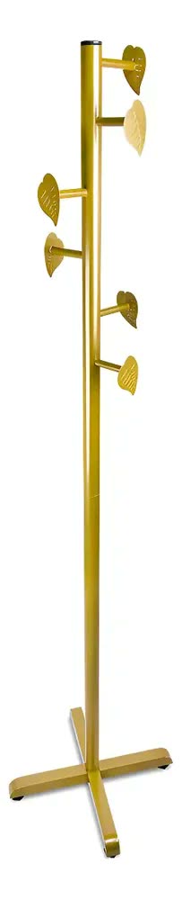 Cabideiro Leaf Chão Mancebo P Casaco Bolsa Chapeu 6 Ganchos Cor Dourado