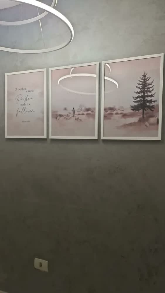 foto de Quadro Decorativo Trio Sala Jesus Pastor Senhor Com Vidro