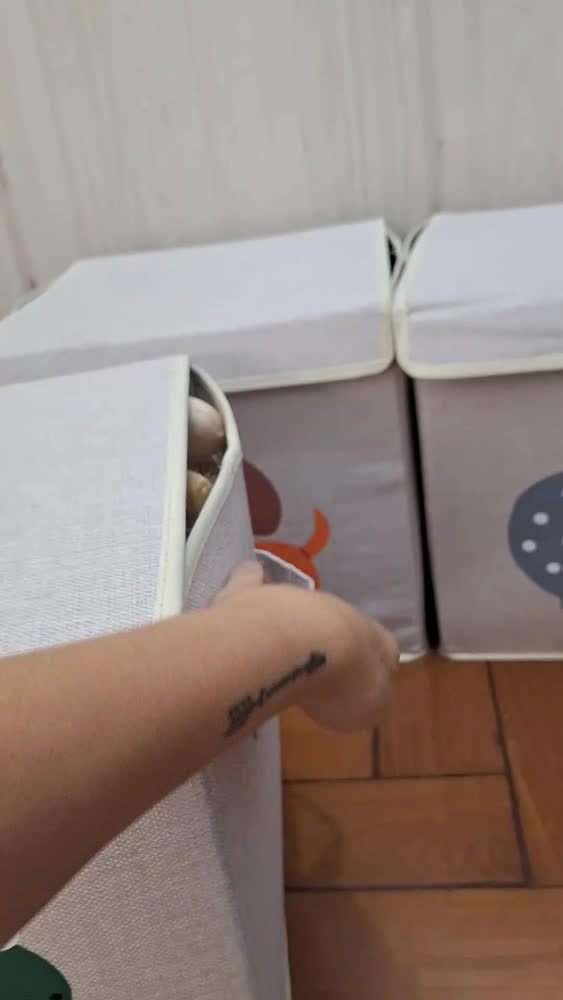 foto de Caixa Organizadora Infantil de Linho para Brinquedos com Tampa – Oky's Coruja