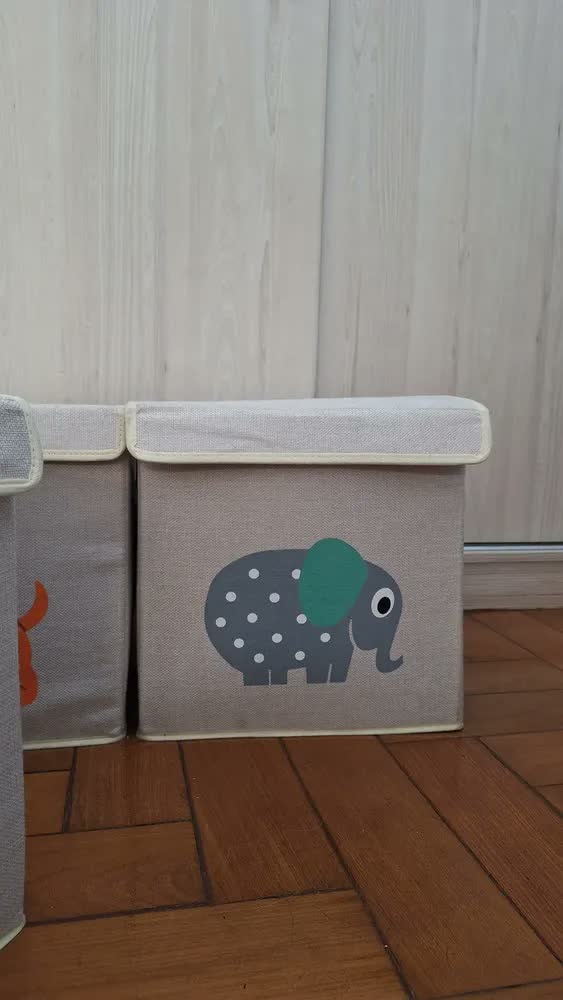 foto de Caixa Organizadora Infantil de Linho para Brinquedos com Tampa – Oky's Coruja