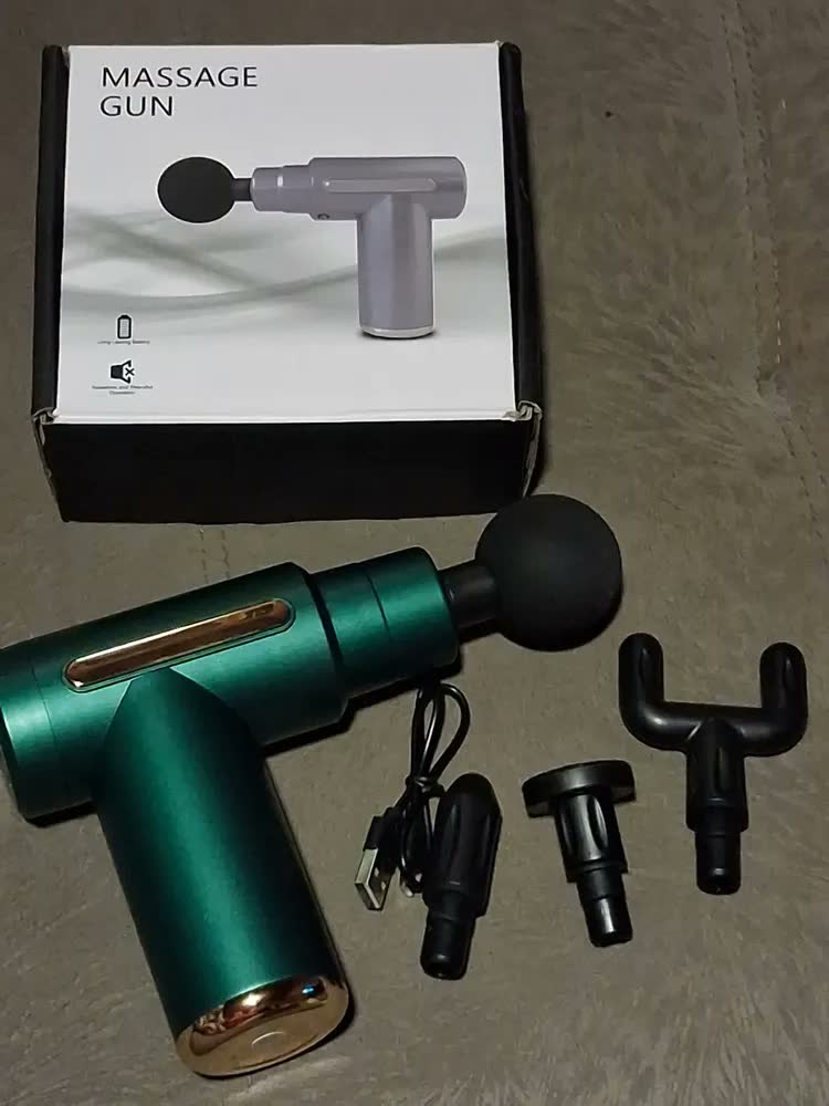 foto de Massageador Pistola Elétrica Profissional Muscular Portátil Aparelho Fisioterapia Corporal, 6 Velocidades 4 Cabeças De Massagem - Micgeek