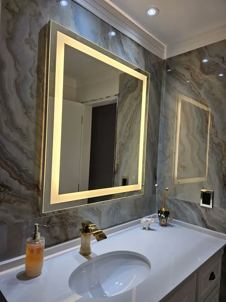 foto de Espelho Led Touch Screen 0,80 X 0,90cm Penteadeira Maquiagem Banheiro