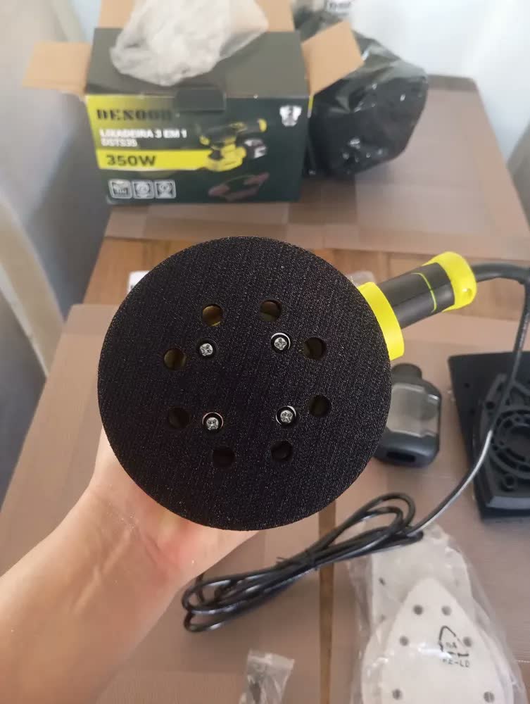 foto de Lixadeira Orbital 350w 3 En 1 Lijadora Electrica Professional Redonda Cuadrada En Forma De Delta 6 Velocidades Com 15 Lixas Desoon